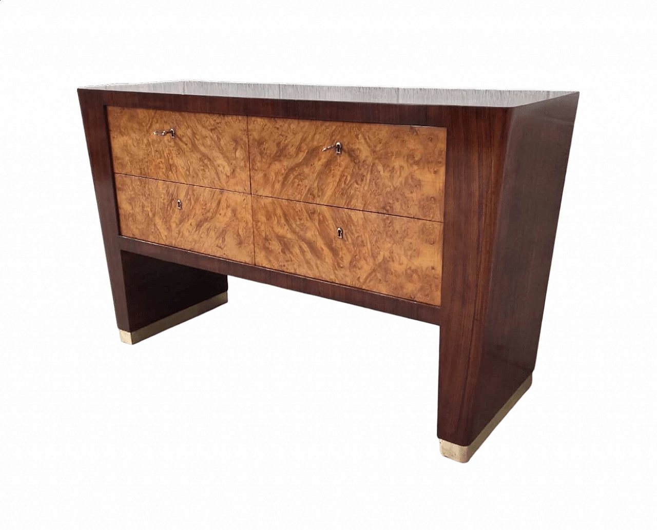 Maple-root veneered wood chest of drawers, 1950s 8