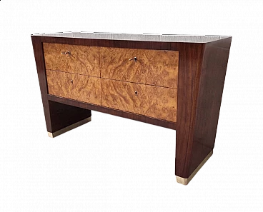Maple-root veneered wood chest of drawers, 1950s