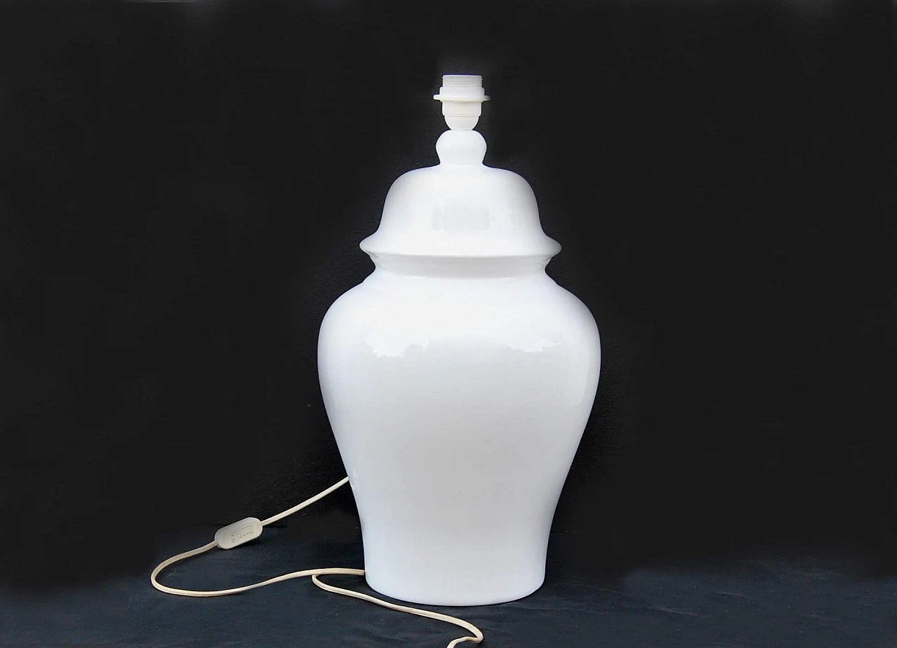 White ceramic table lamp by Tommaso Barbi, 1960s 3