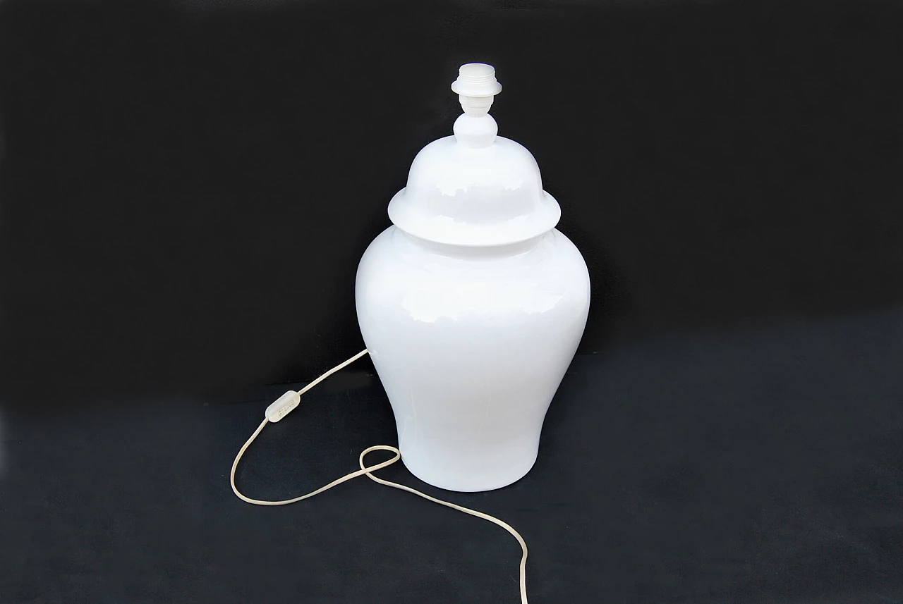 White ceramic table lamp by Tommaso Barbi, 1960s 4