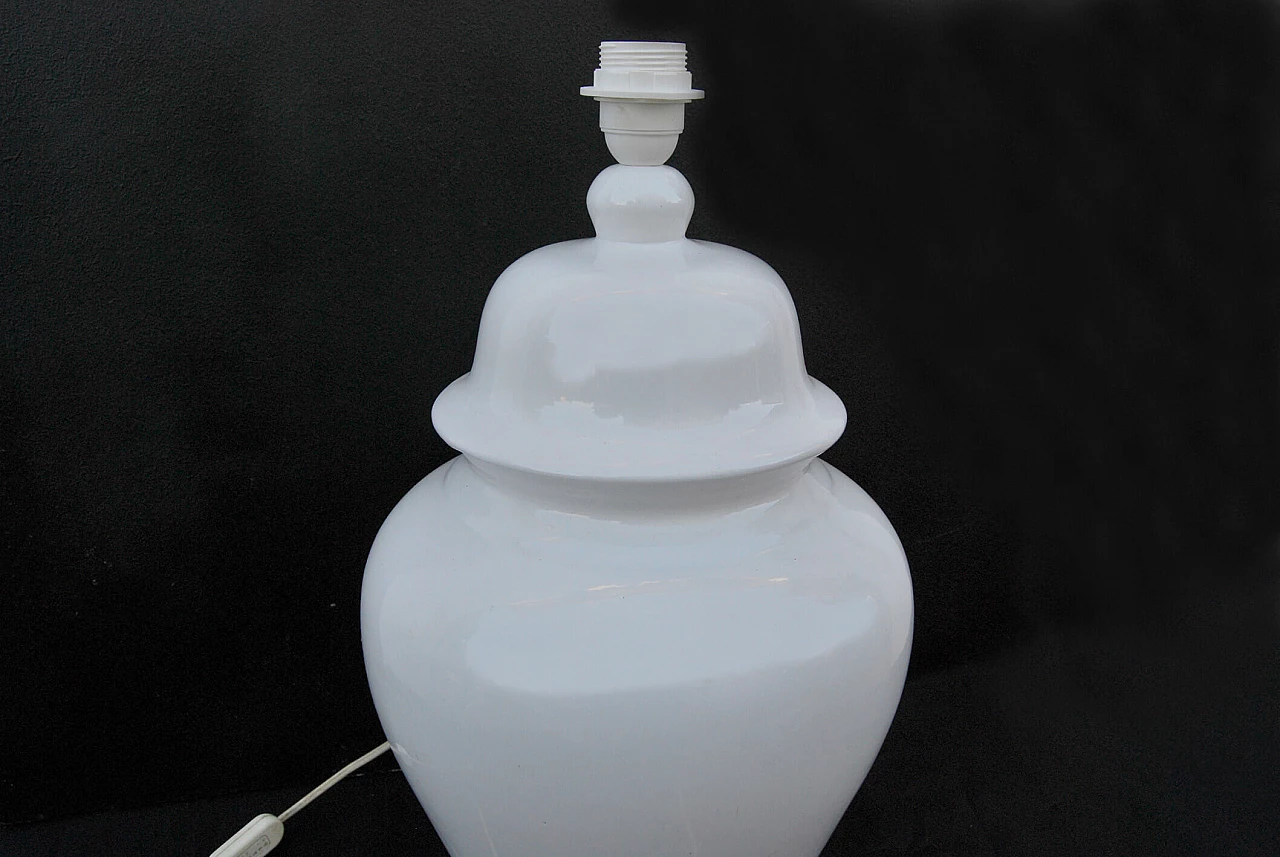 White ceramic table lamp by Tommaso Barbi, 1960s 5