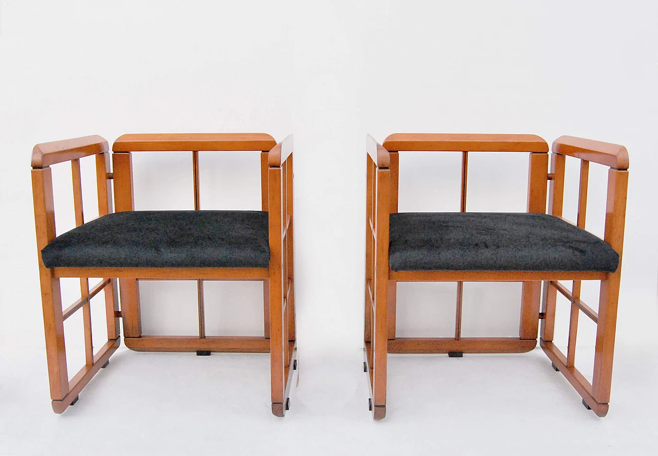 Pair of Caccia Alla Volpe velvet armchairs, 1980s 1