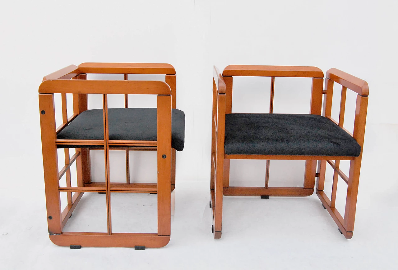 Pair of Caccia Alla Volpe velvet armchairs, 1980s 2