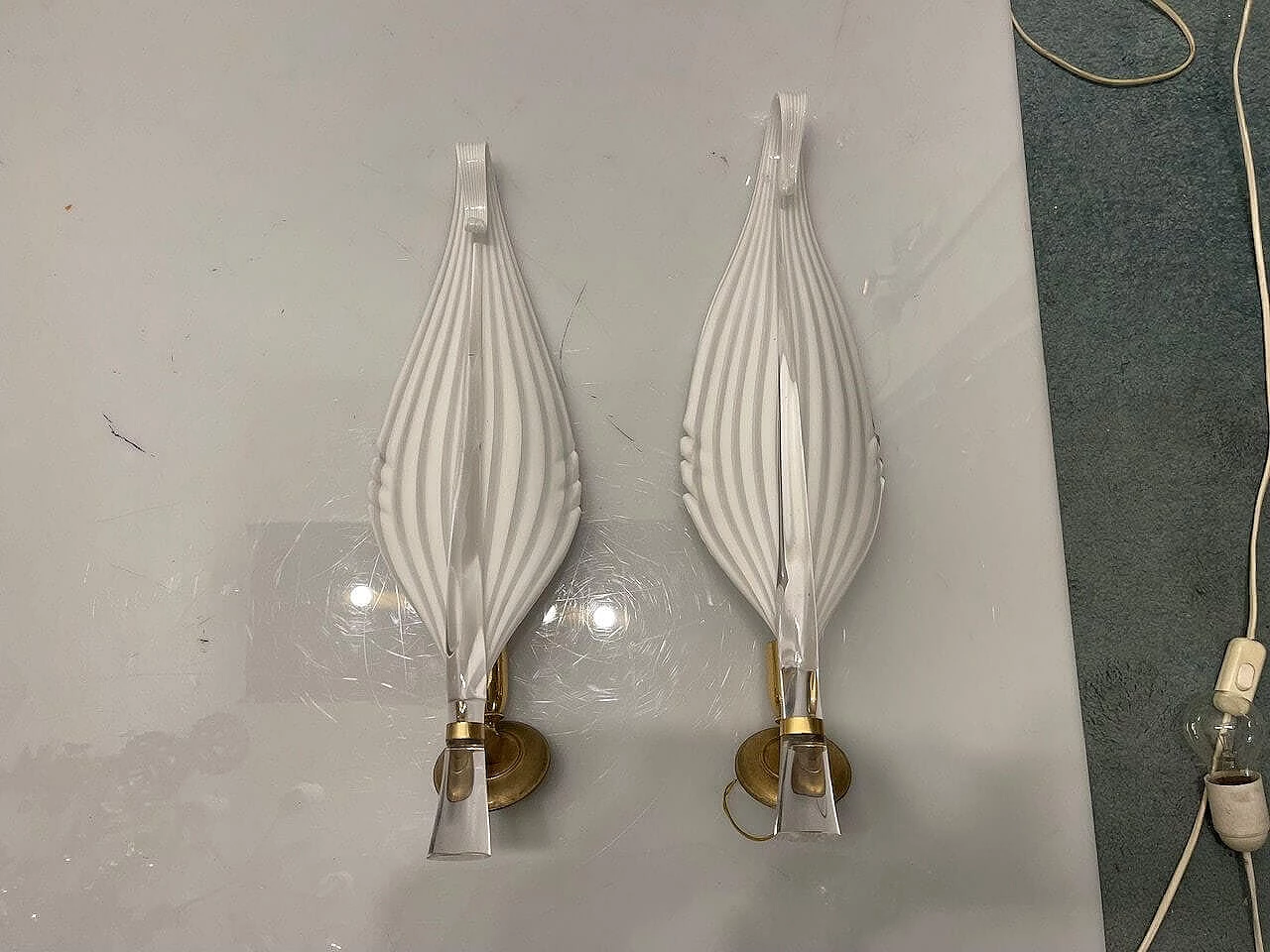 Pair of Murano glass wall lights by Archimede Seguso, 1960s 11