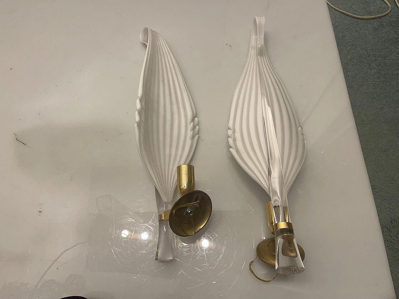 Pair of Murano glass wall lights by Archimede Seguso, 1960s 12