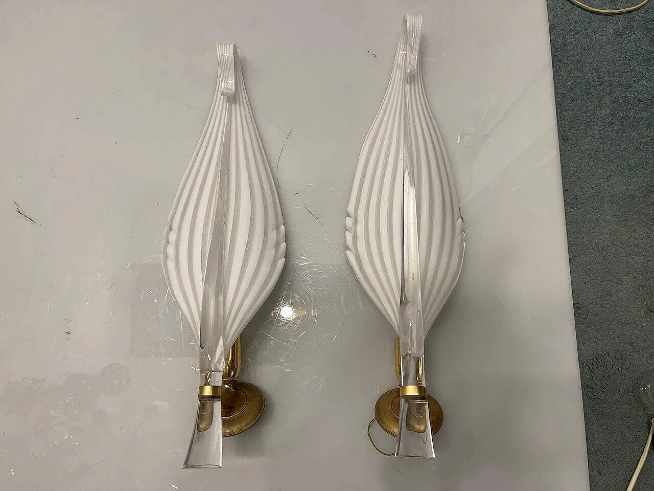 Pair of Murano glass wall lights by Archimede Seguso, 1960s 13