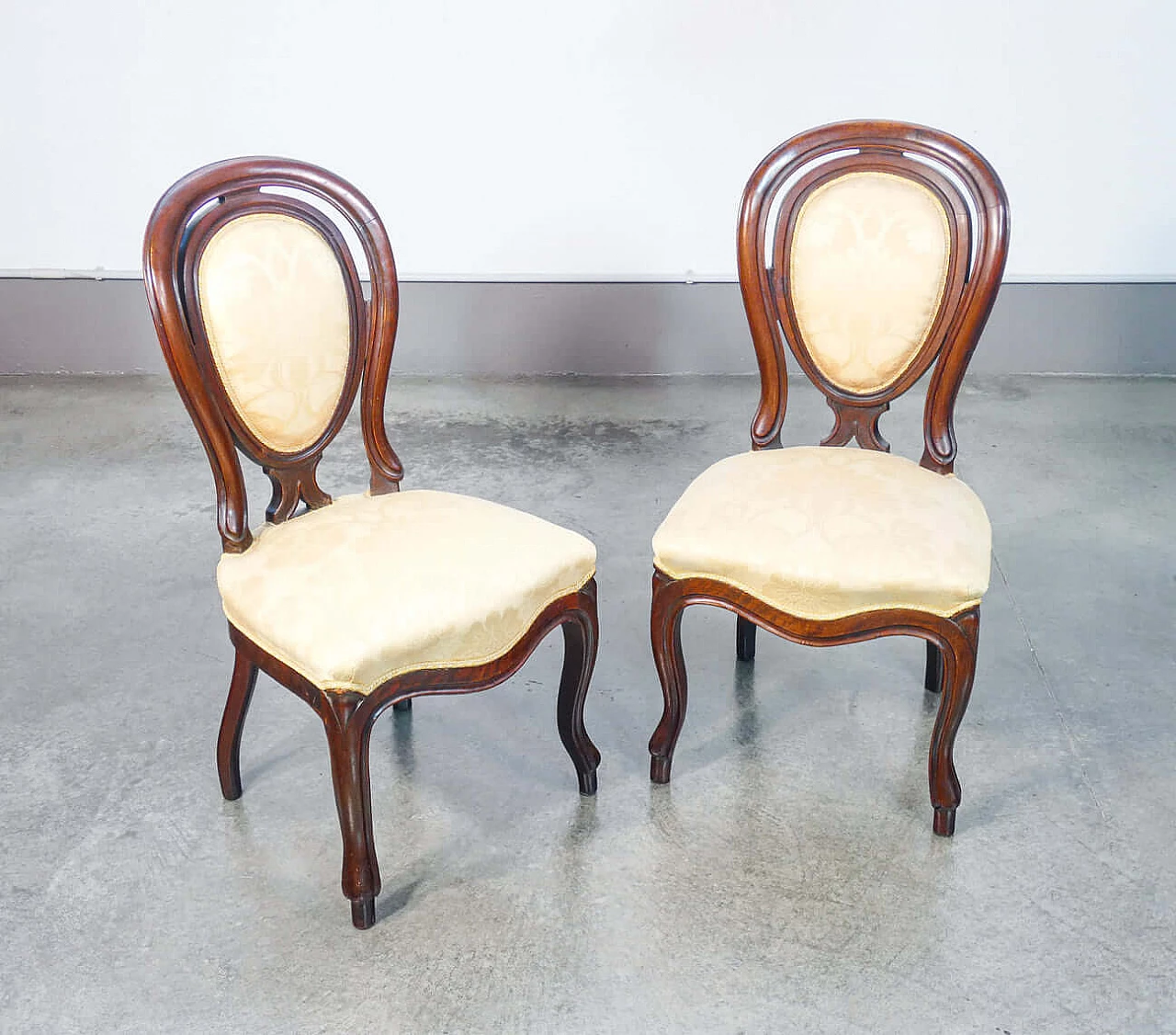 Pair of Louis Philippe chairs in solid walnut, 19th century 1