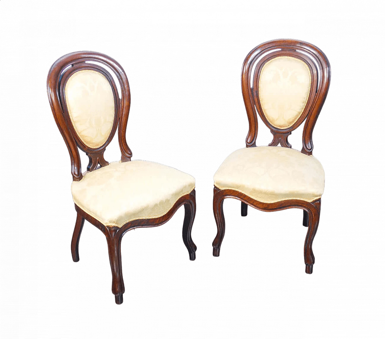 Pair of Louis Philippe chairs in solid walnut, 19th century 9