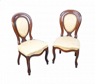 Coppia di sedie Luigi Filippo in legno massello di noce, '800