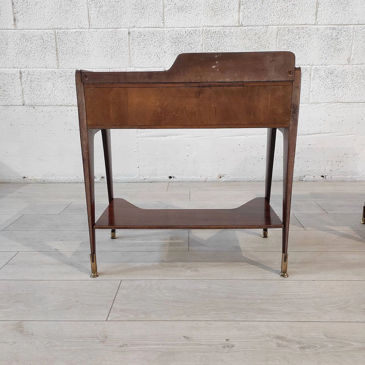 Pair of wooden bedside tables with marble top attributed to Vittorio Dassi, 1950s 9