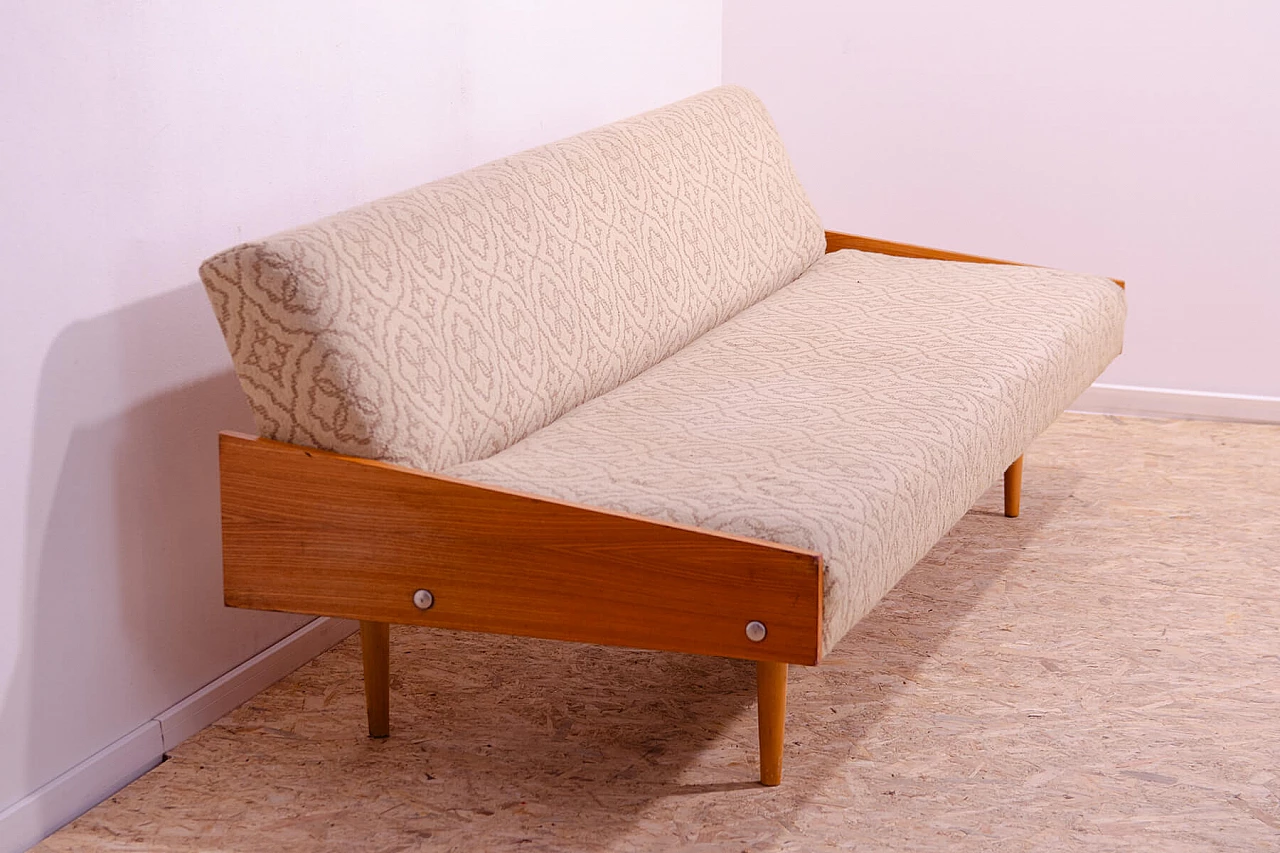 Ash veneered wood folding sofa bed, 1970s 6