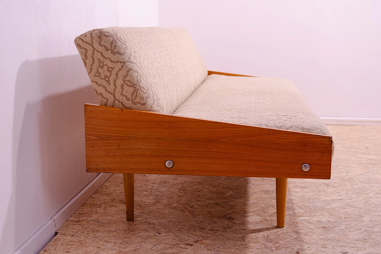 Ash veneered wood folding sofa bed, 1970s 7