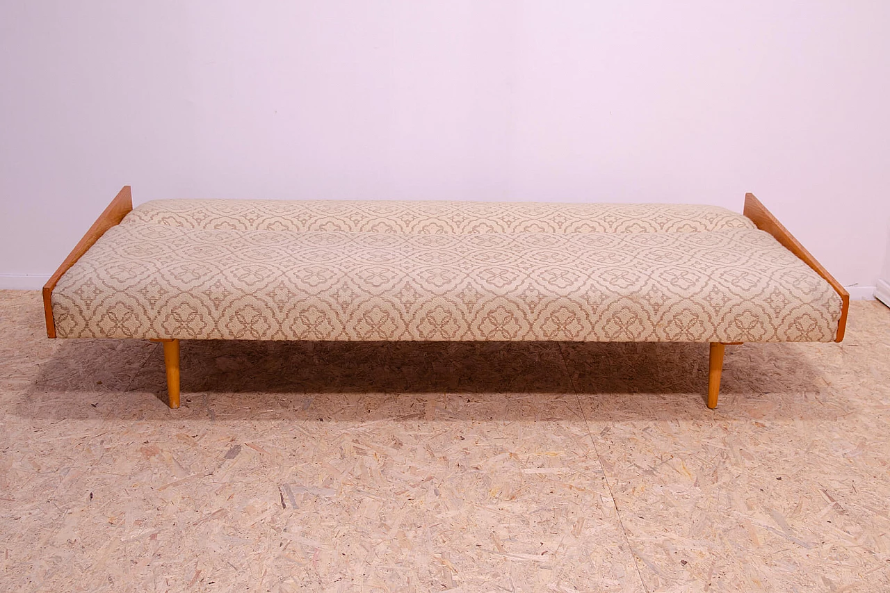 Ash veneered wood folding sofa bed, 1970s 13