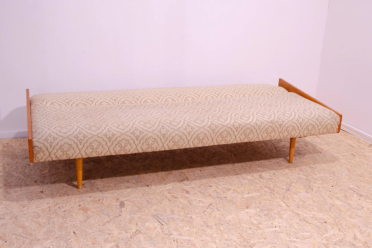 Divano letto pieghevole in legno impiallacciato frassino, anni '70 14