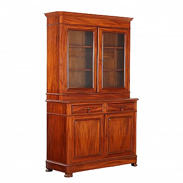 Mahogany bookcase with two glass doors and drawers, late 19th century
