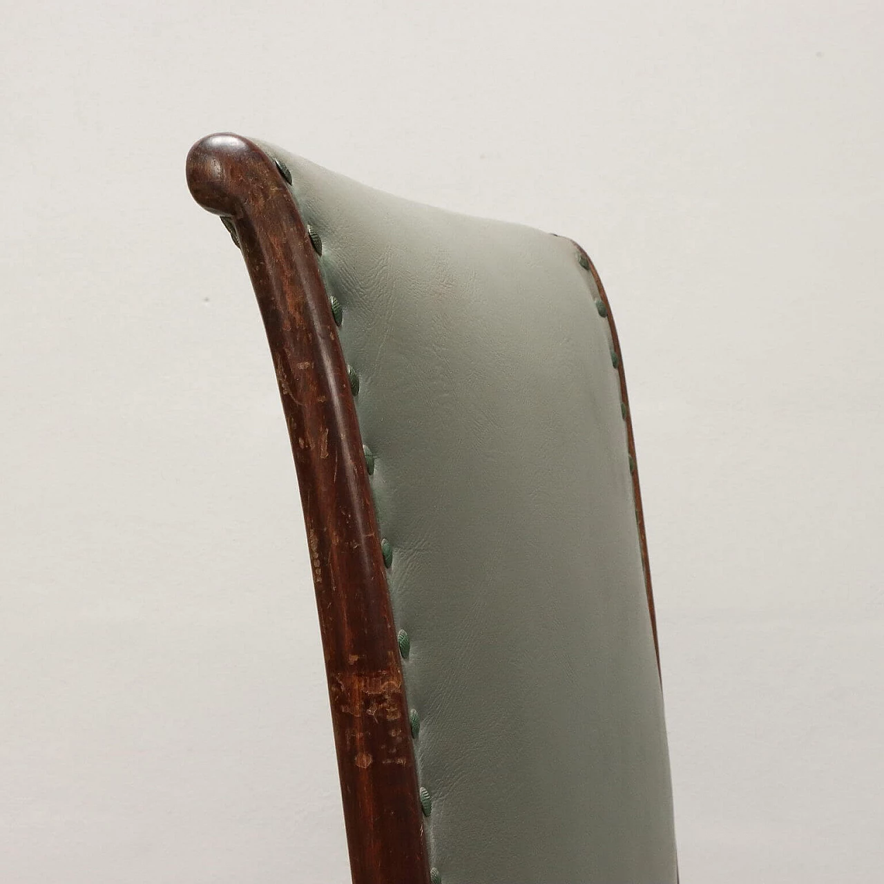 6 beech chairs, upholstered seat covered in faux leather, 1950s 3