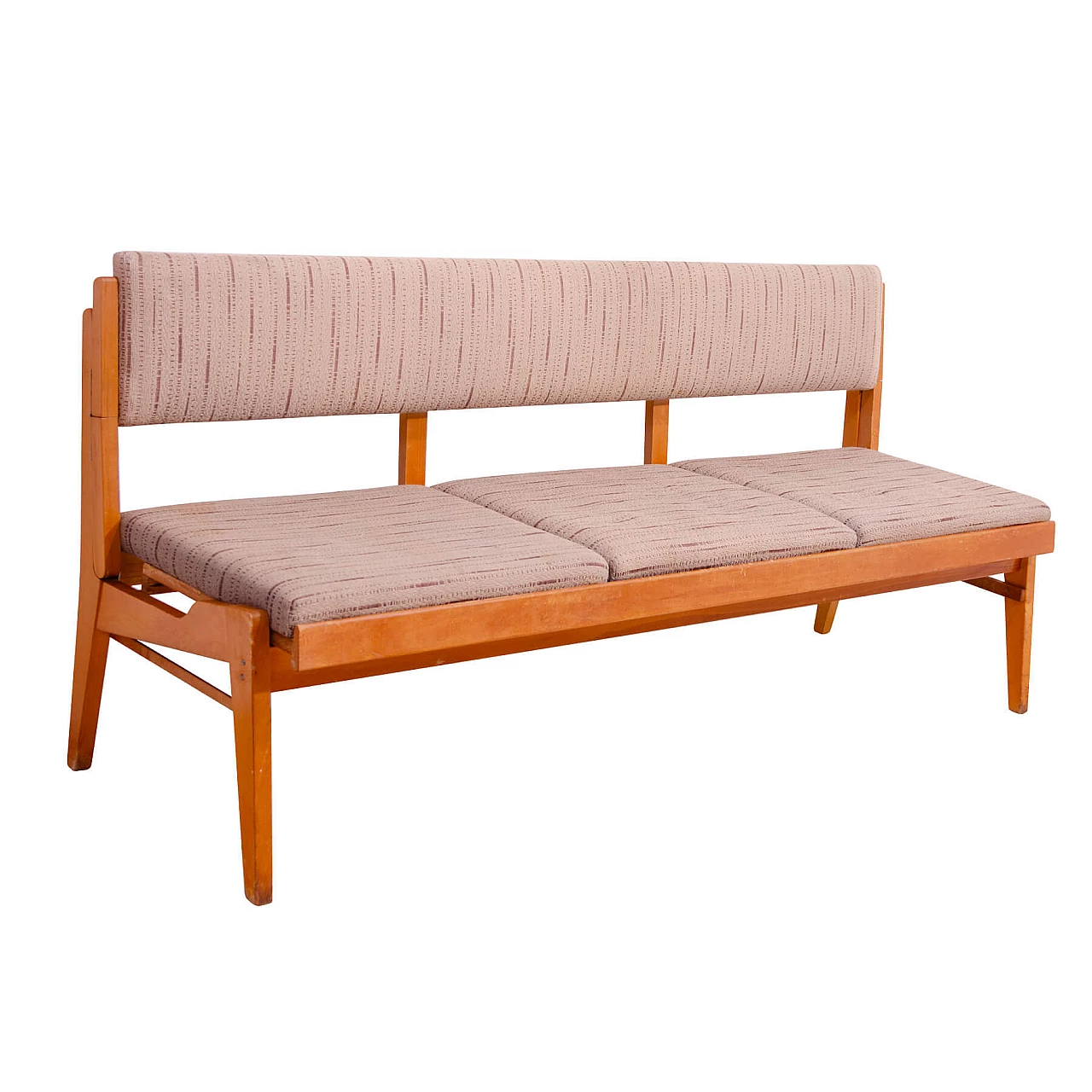 Czechoslovakian beech and fabric folding bench, 1960s 1