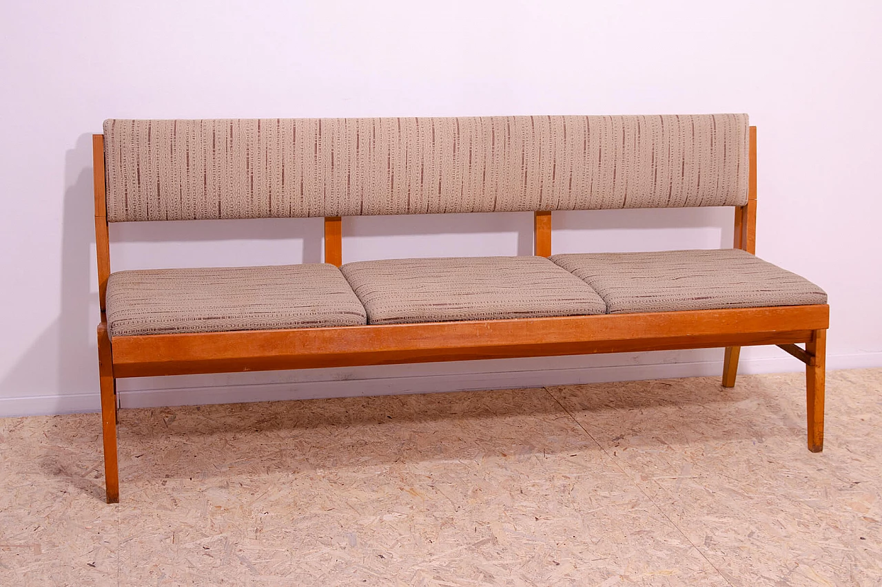Czechoslovakian beech and fabric folding bench, 1960s 3