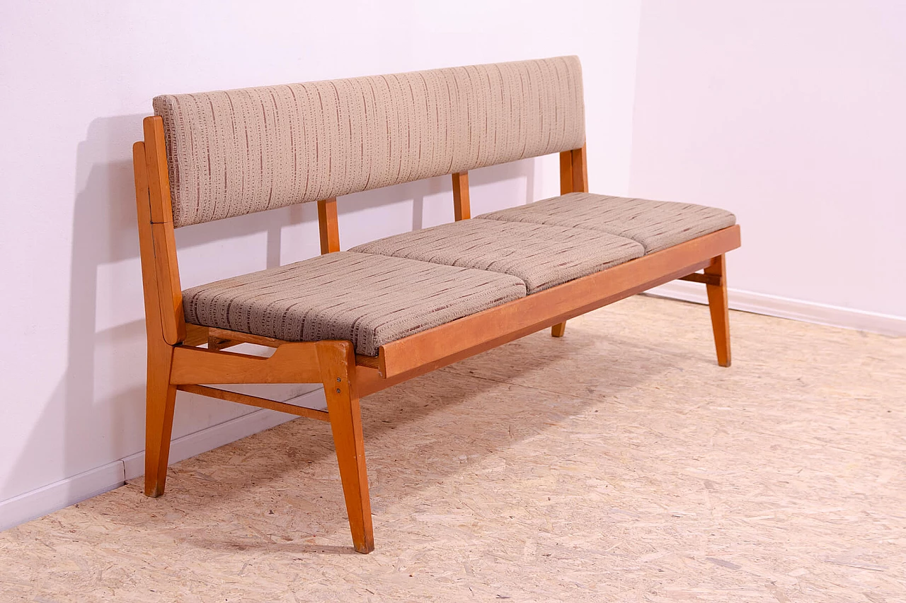 Czechoslovakian beech and fabric folding bench, 1960s 5
