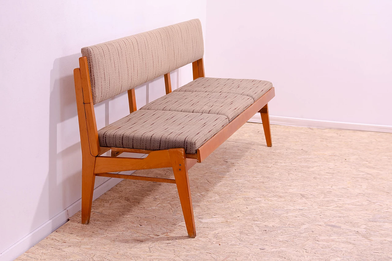 Czechoslovakian beech and fabric folding bench, 1960s 6