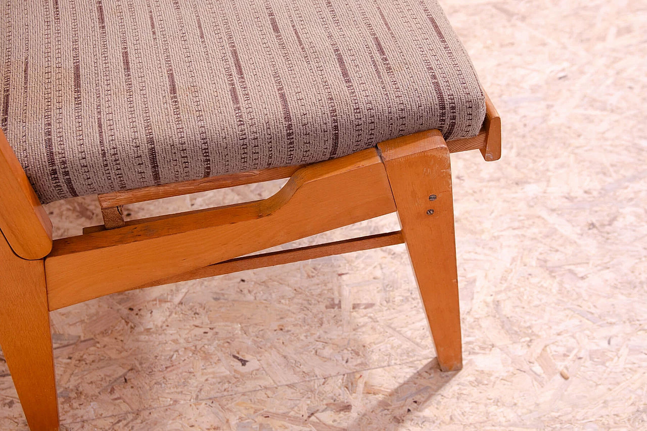 Panca pieghevole cecoslovacca in faggio e tessuto, anni '60 8