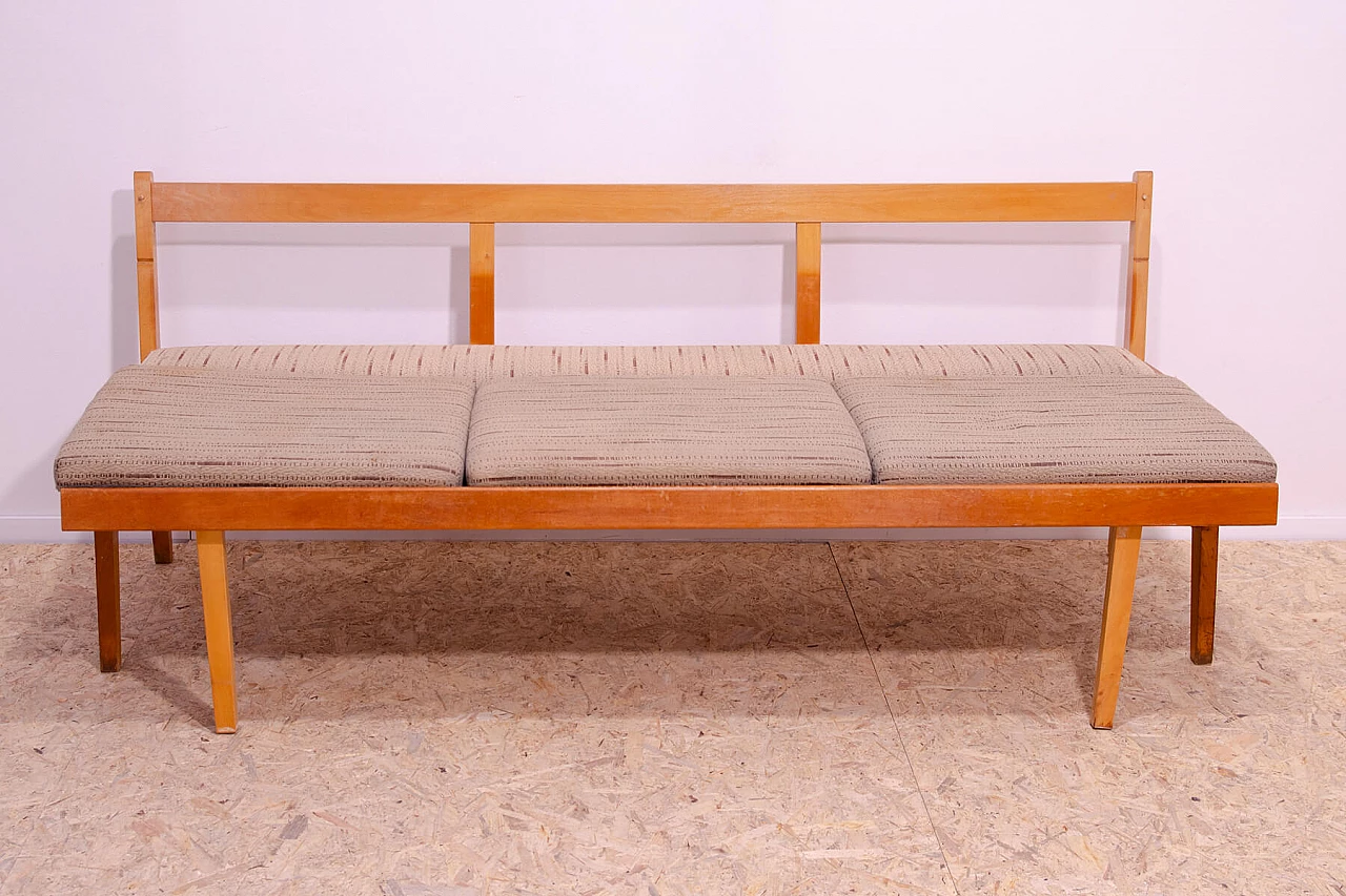 Czechoslovakian beech and fabric folding bench, 1960s 14