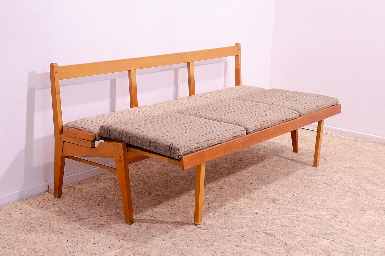 Czechoslovakian beech and fabric folding bench, 1960s 15