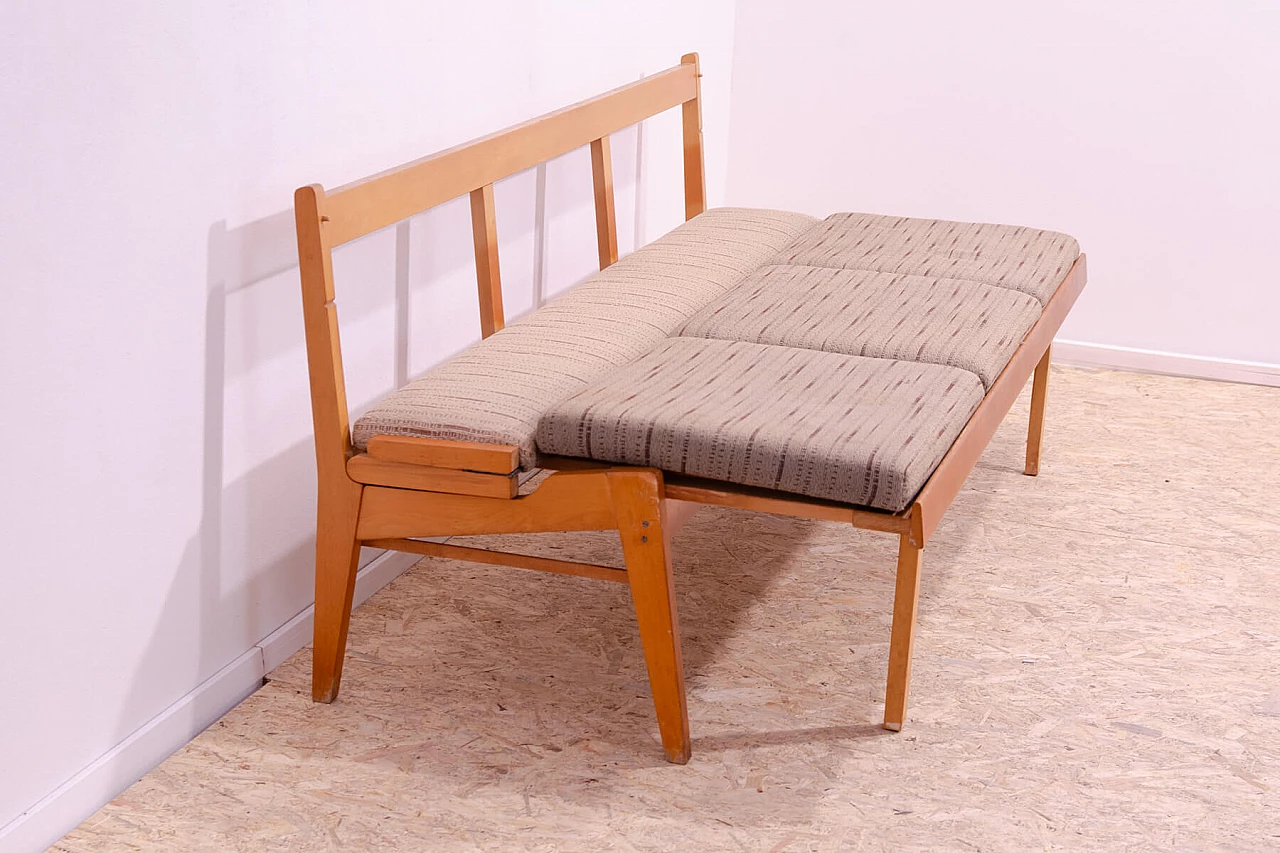 Czechoslovakian beech and fabric folding bench, 1960s 16