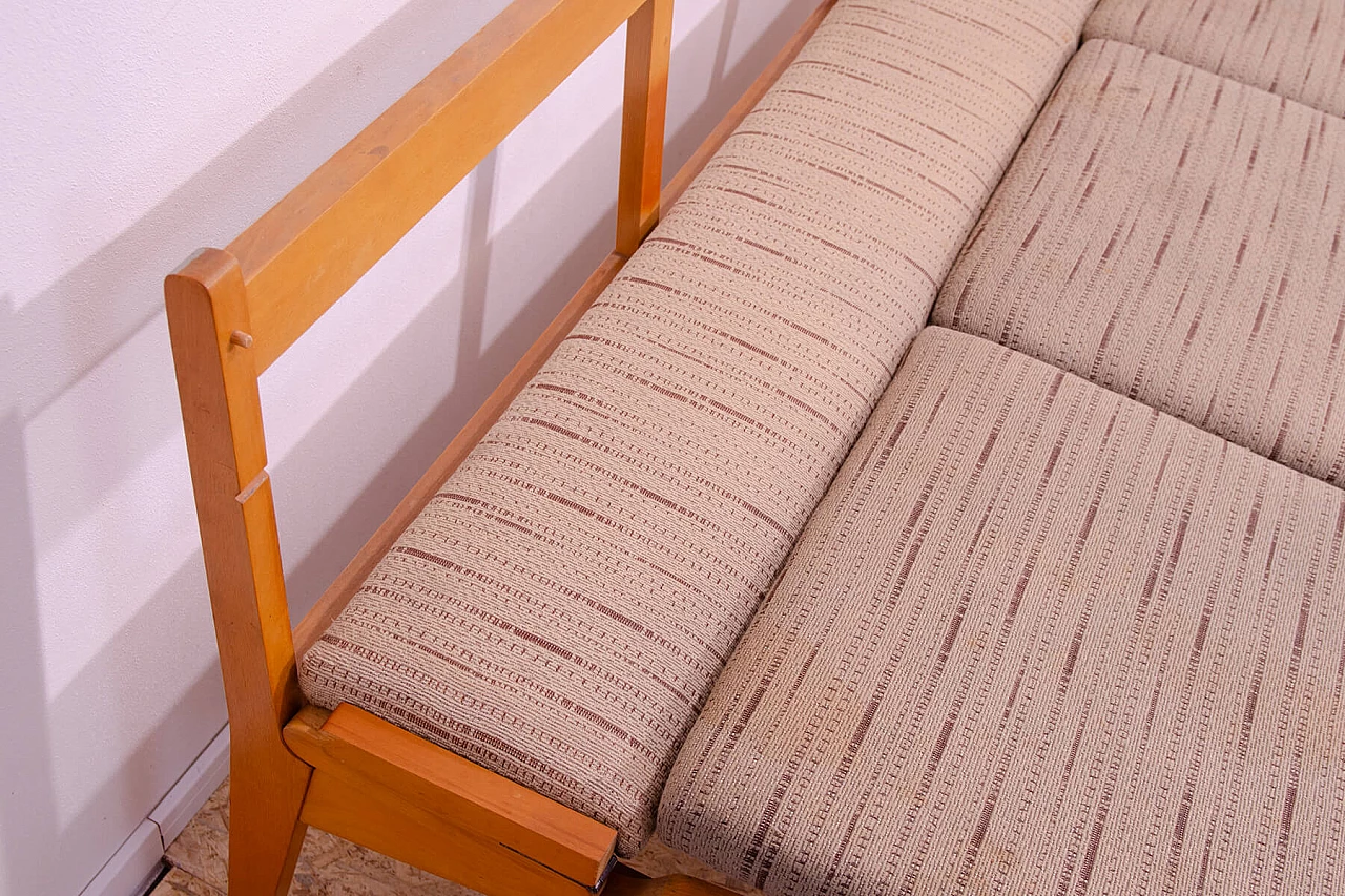 Panca pieghevole cecoslovacca in faggio e tessuto, anni '60 18