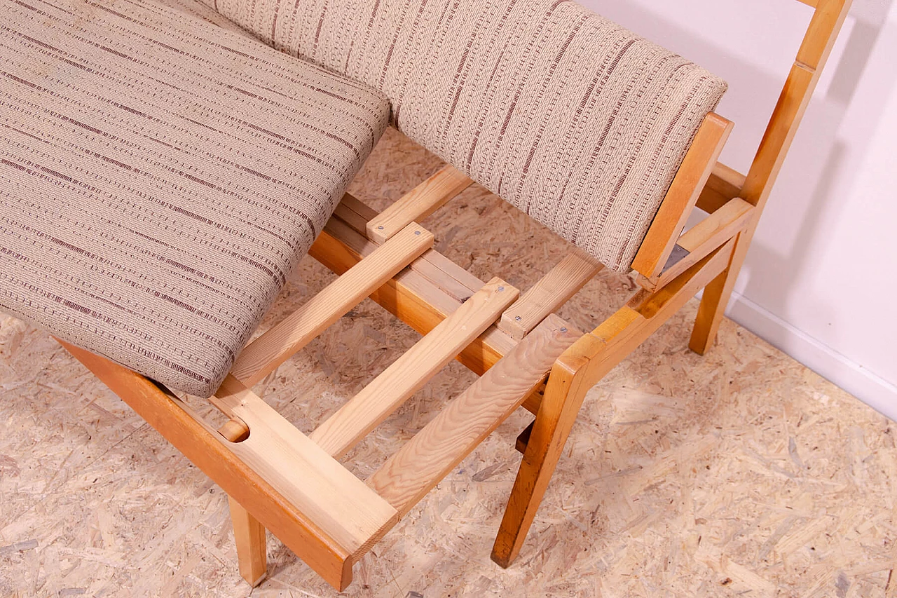 Panca pieghevole cecoslovacca in faggio e tessuto, anni '60 20