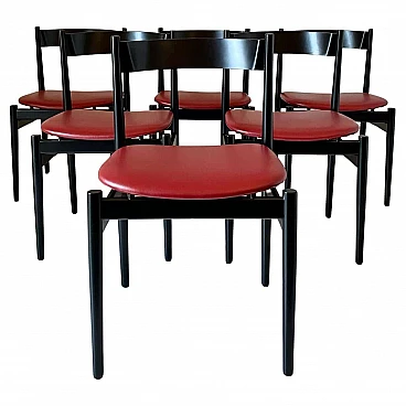 6 Dining chairs in walnut by Gianfranco Frattini for Cassina, 1660s