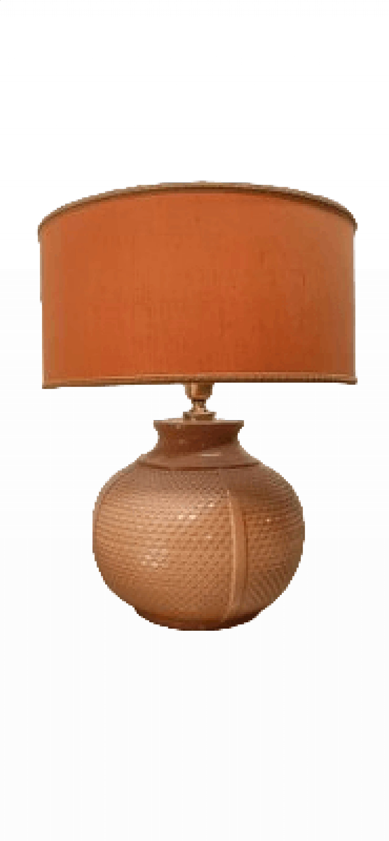 Pink ceramic table lamp with fabric shade, 1970s 9