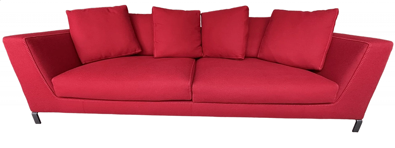 RAY 235 three-seater sofa in red Maxalto wool by Antonio Citterio for B&B Italia 9