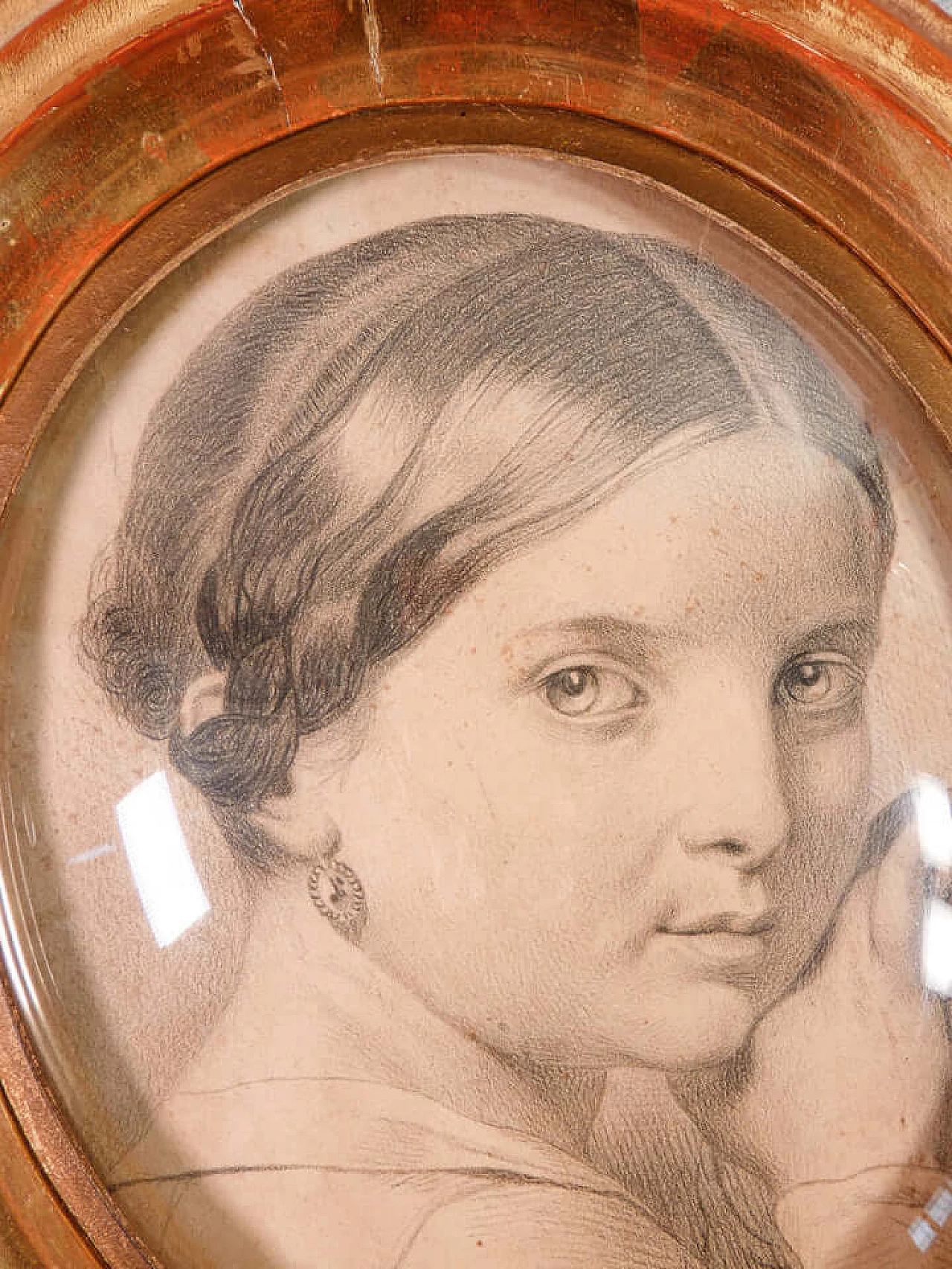 Little girl portrait, pencil drawing on paper, second half of the 19th century 2