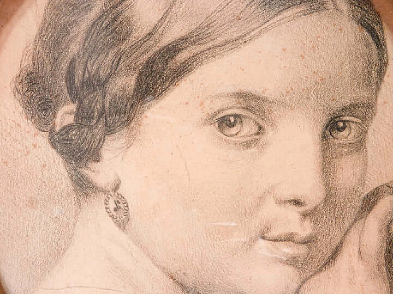 Little girl portrait, pencil drawing on paper, second half of the 19th century 4
