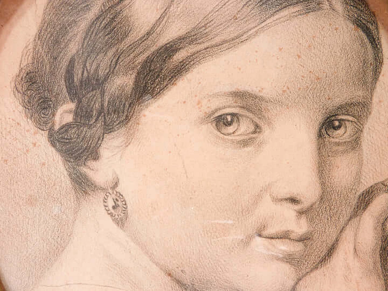 Ritratto di bambina, disegno a matita su carta, seconda metà dell'800 4