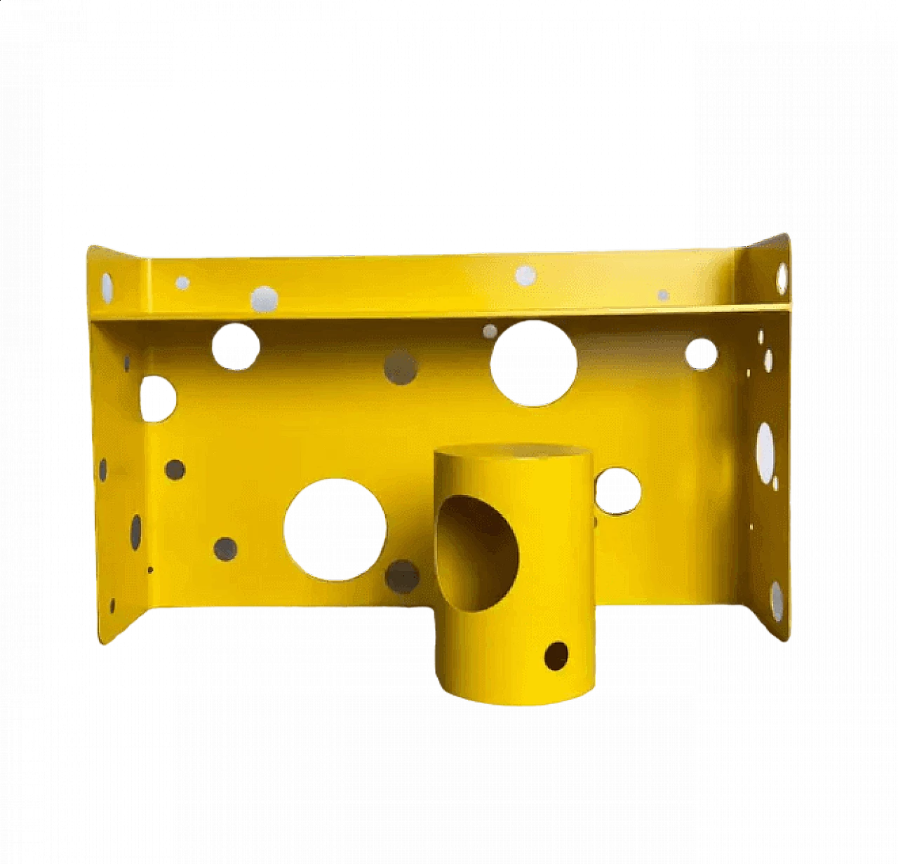 Scrivania in metallo giallo brillante con sgabello, anni 2000 12