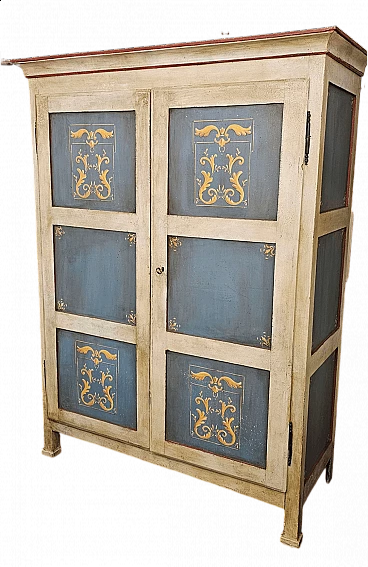 Lacquered wooden wardrobe with panelled doors, 19th century