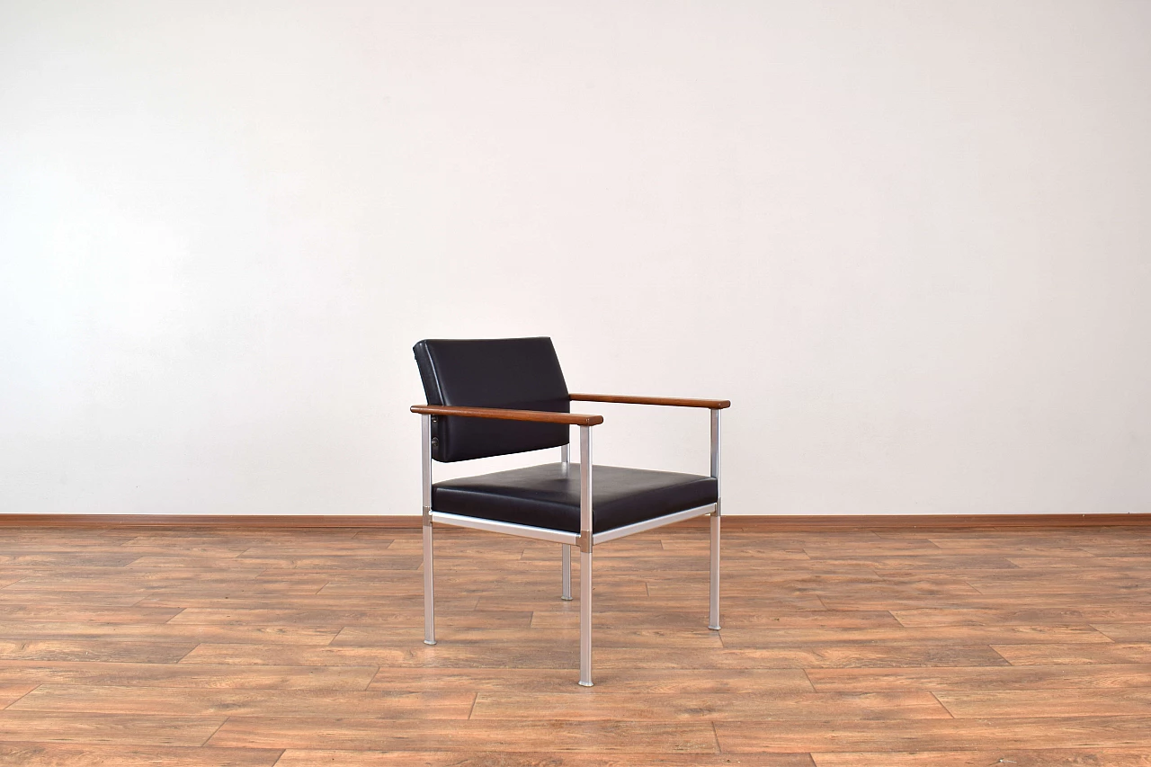 Aluminum, teak and leatherette armchair by Lübke, 1960s 1