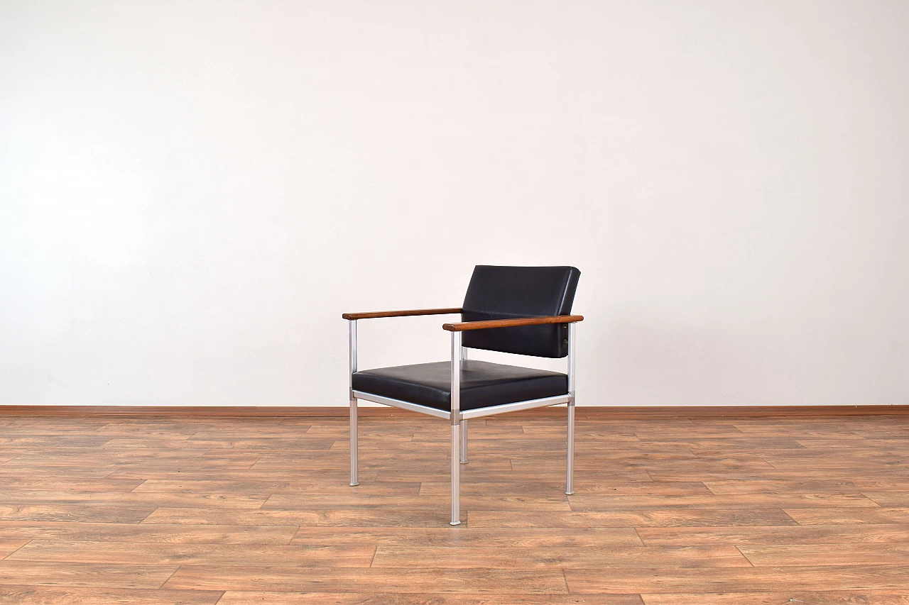 Aluminum, teak and leatherette armchair by Lübke, 1960s 2