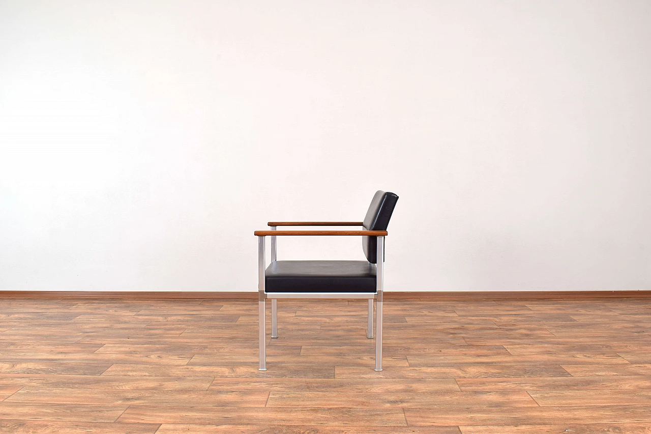 Aluminum, teak and leatherette armchair by Lübke, 1960s 4