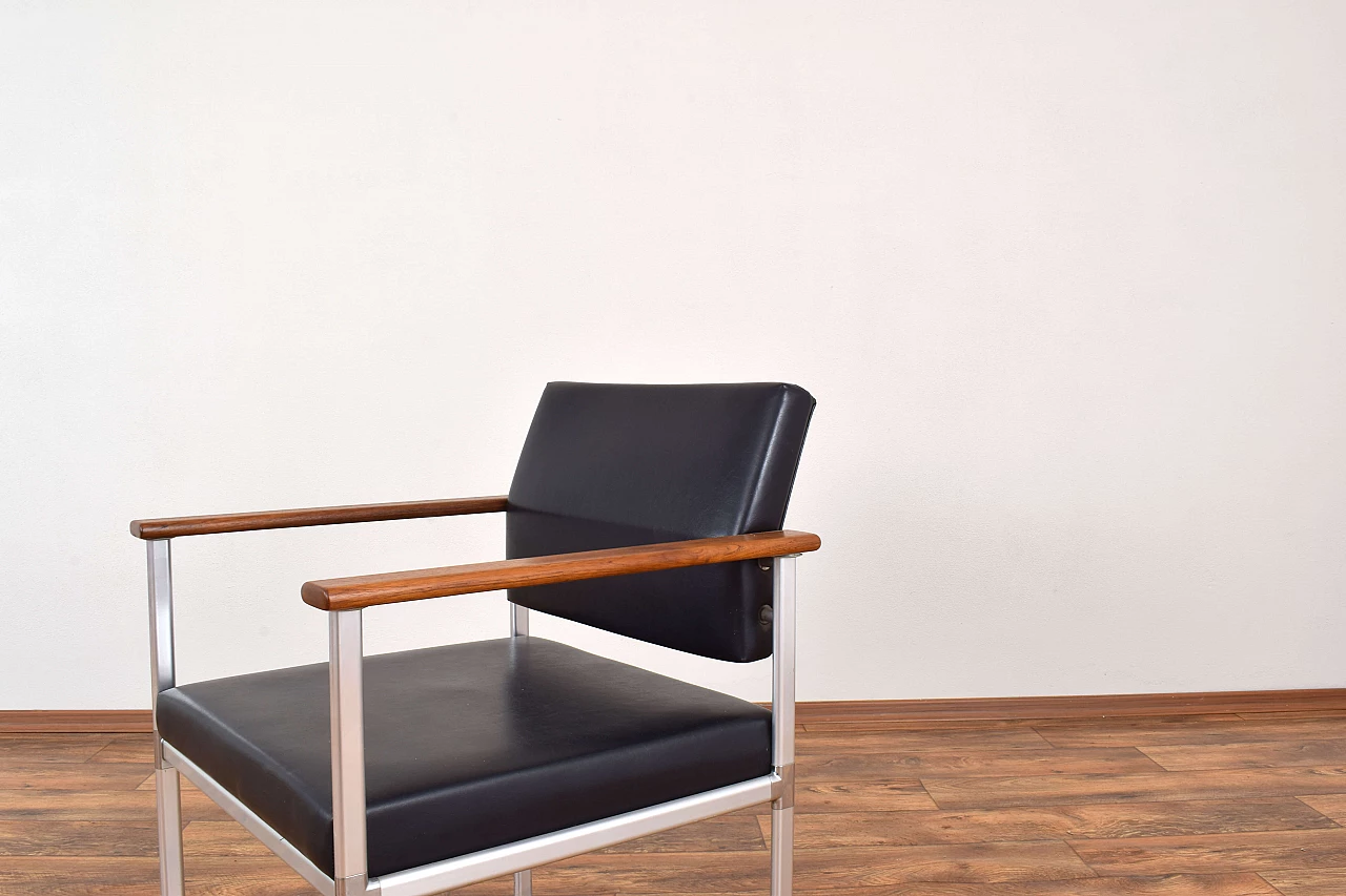 Aluminum, teak and leatherette armchair by Lübke, 1960s 7