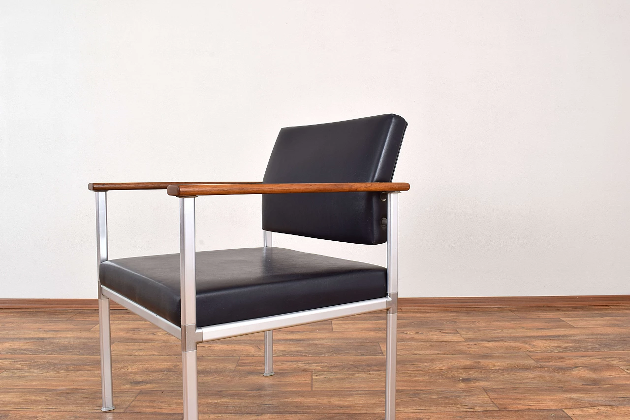 Aluminum, teak and leatherette armchair by Lübke, 1960s 8