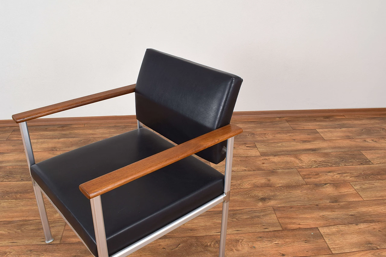 Aluminum, teak and leatherette armchair by Lübke, 1960s 9