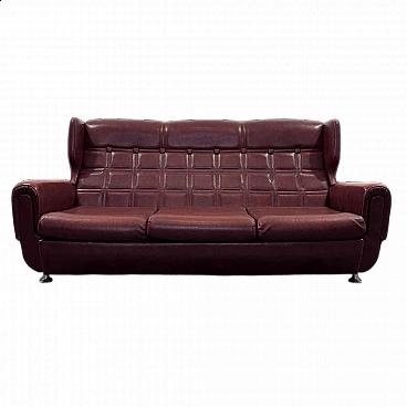Danish three-seater leather sofa, 1970s
