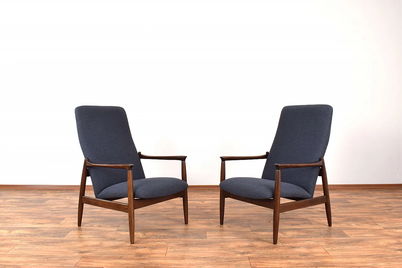 Pair of GFM-64 armchairs by Edmund Homa for Gościcińska Fabryka Mebli, 1960s 1