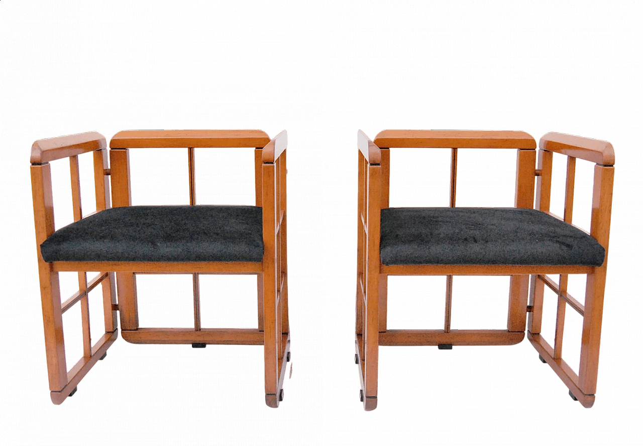 Pair of Caccia Alla Volpe velvet armchairs, 1980s 6