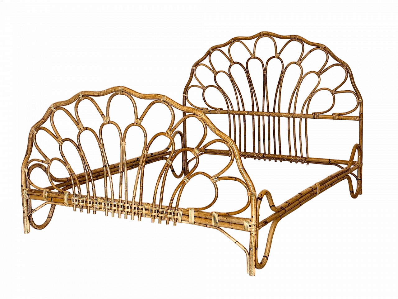 Bamboo double bed, 1970s 12