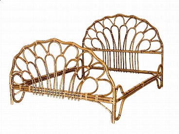 Bamboo double bed, 1970s