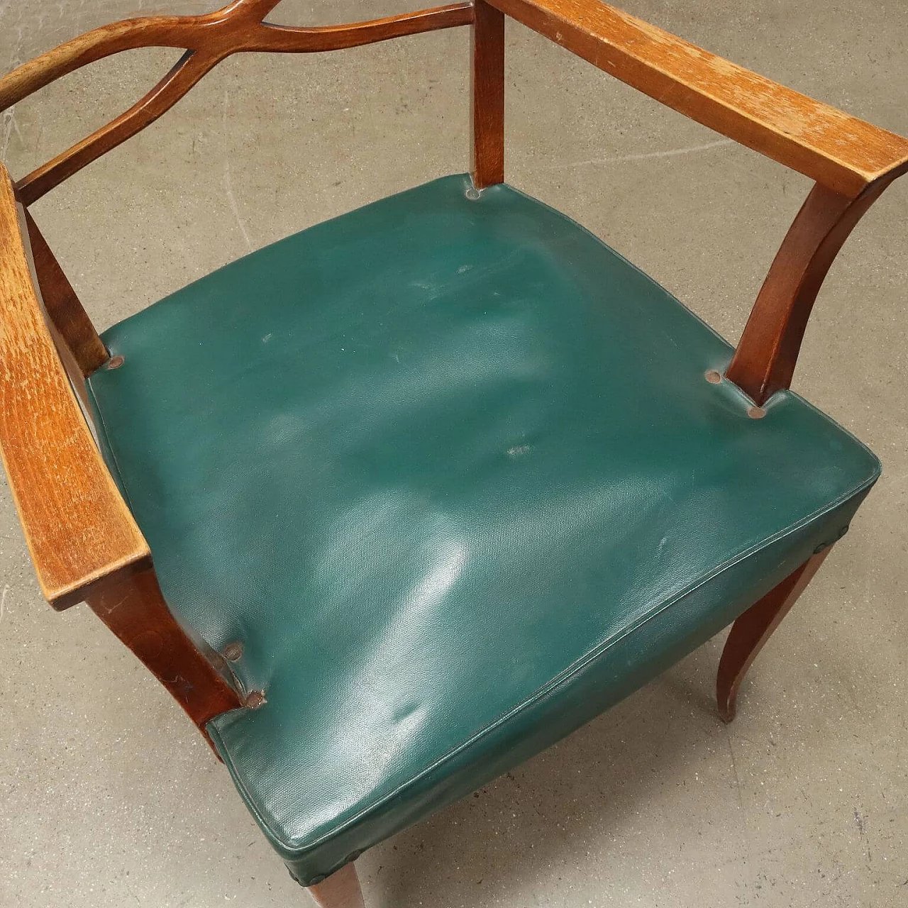 8 Stained beech chairs with leatherette seat, 1950s 8